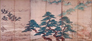 紙本著色浜松図〈／六曲屏風〉 