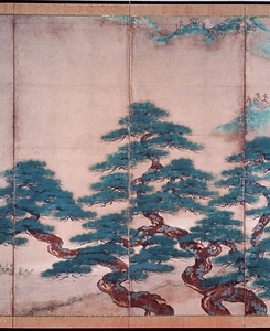 紙本著色浜松図〈／六曲屏風〉 