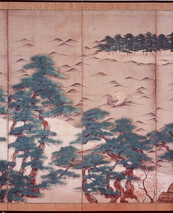 紙本著色浜松図〈／六曲屏風〉 