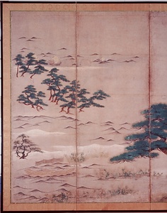 紙本著色浜松図〈／六曲屏風〉 