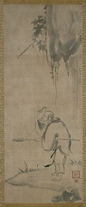 紙本墨画蜆子和尚図〈可翁筆／〉