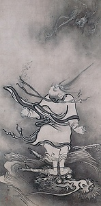 紙本墨画呂洞賓図〈雪村筆／〉