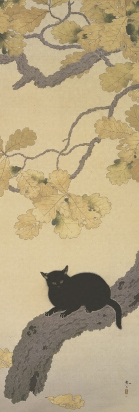 絹本著色黒き猫図〈菱田春草筆／〉 文化遺産オンライン