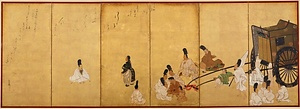 紙本金地著色関屋図〈伝俵屋宗達筆／六曲屏風〉