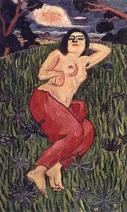 裸体美人〈萬鐵五郎筆／油絵　麻布〉