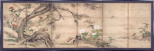 紙本著色四季花鳥図〈/六曲屏風〉