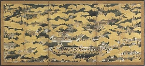 紙本金地著色洛中洛外図〈/六曲屏風〉 しほんきんじちゃくしょくらくちゅうらくがいず〈／ろっきょくびょうぶ〉