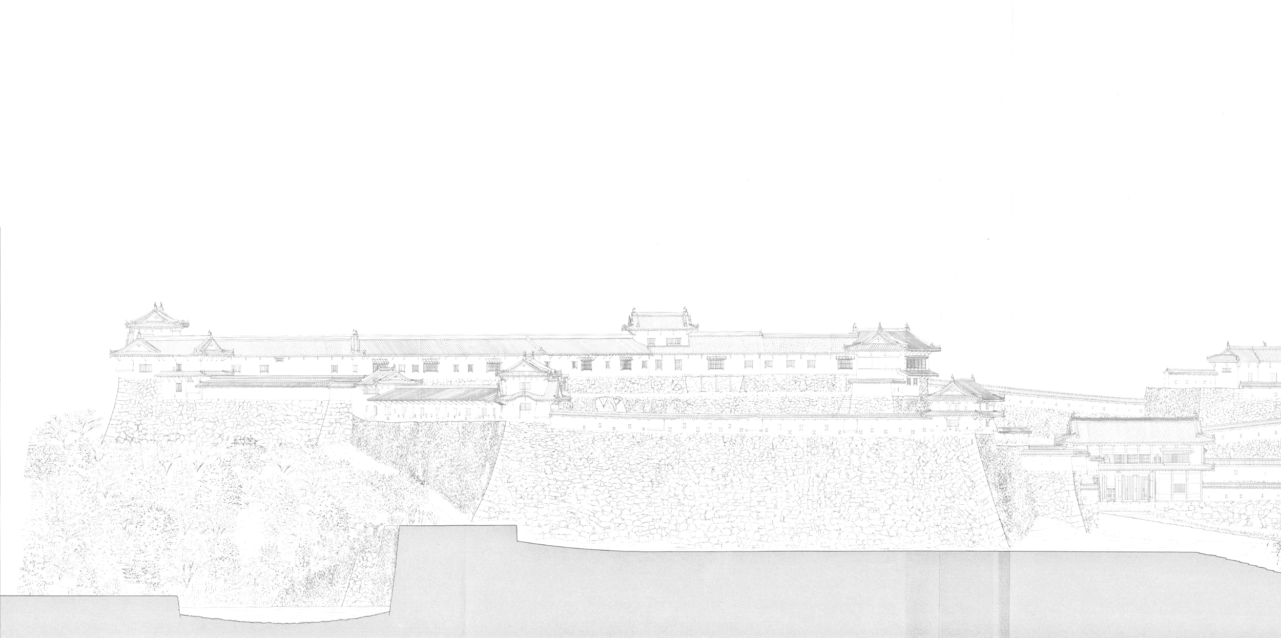 DRAWINGS OF BUILDINGS -Himeji-jo Castle Compound:-South Elevation 