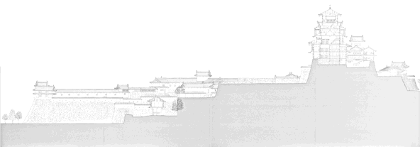 DRAWINGS OF BUILDINGS -Himeji-jo Castle Compound:-North-South Section