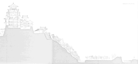 DRAWINGS OF BUILDINGS -Himeji-jo Castle Compound:-North-South Section