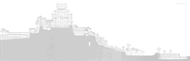DRAWINGS OF BUILDINGS -Himeji-jo Castle Compound:-East-West Section