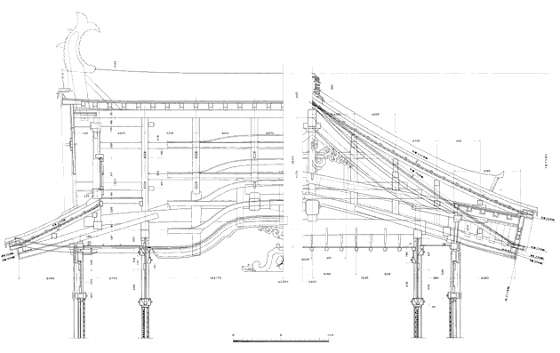 4.Dai-Tenshu (Great Donjon): Detail of Roof Structure