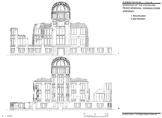 DRAWINGS OF THE HIROSHIMA PEACE MEMORIAL, GENBAKU DOME (PRESENT)