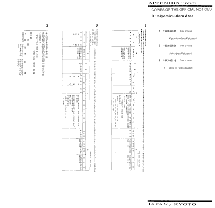 COPIES OF THE OFFICIAL NOTICES D: Kiyomizu-dera Area