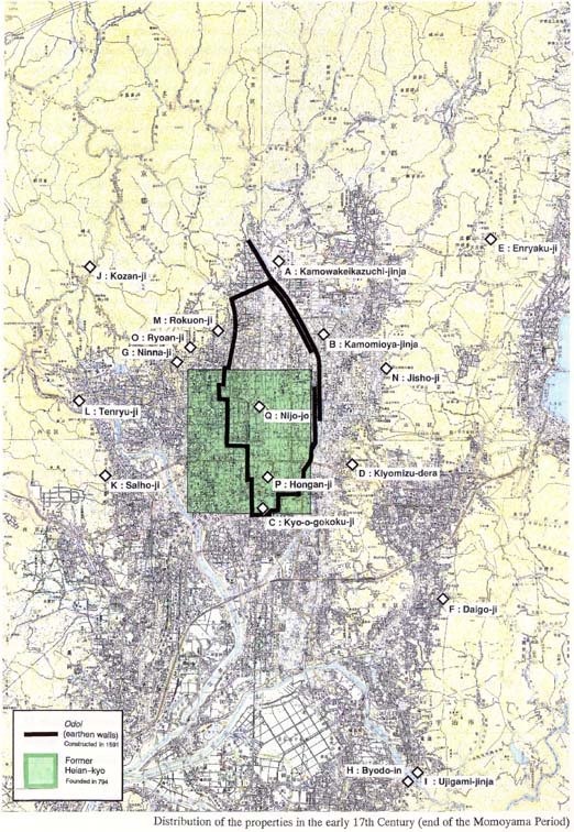 Distribution of the properties in the early 17th Century (end of the Momoyama Period)