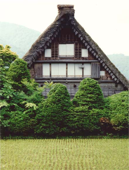 2-15. Ogimachi Village: Wada House, side view (gable end, close up)