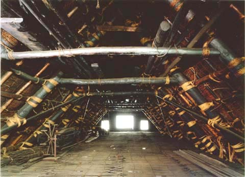 2-19. Ogimachi Village: Wada House, second level of the roof structure