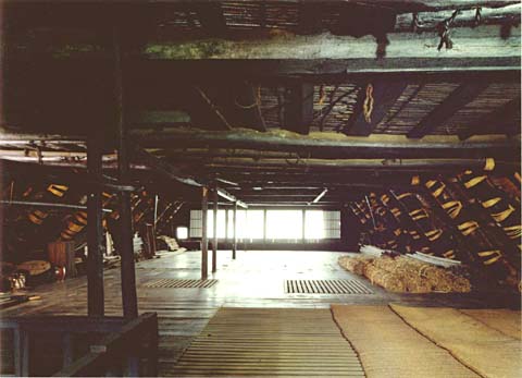 2-20. Ogimachi Village: Wada House, first level of the roof structure