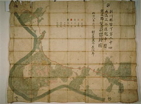 7-3. Old map: Suganuma Village, roads and land-use patterns, 1875