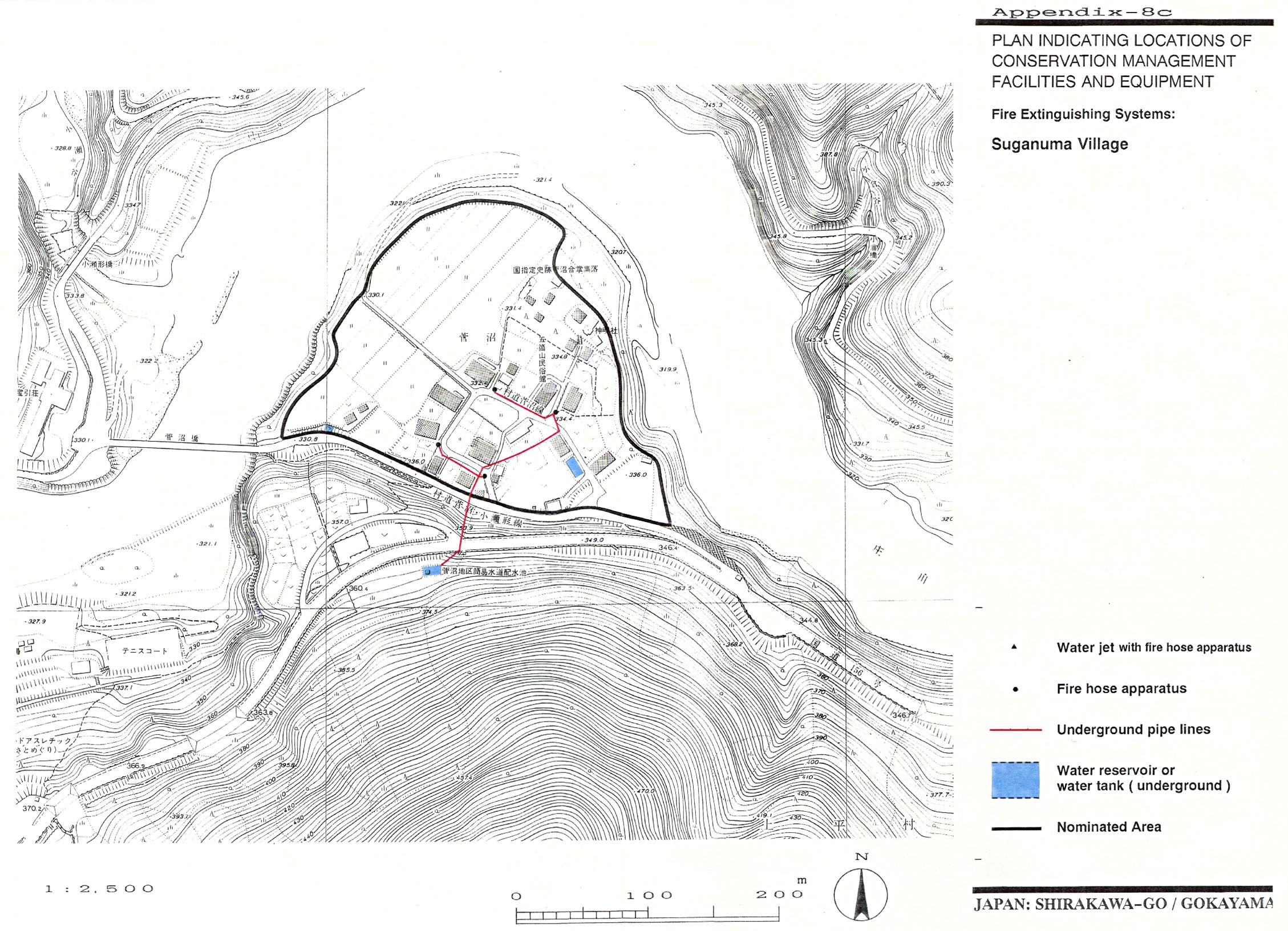 PLAN INDICATING LOCATIONS OF CONSERVATION MANAGEMENT FACILITIES AND EQUIPMENT
