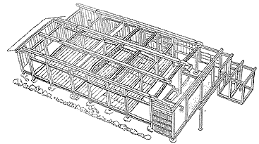 図2-1 軸組：この家はチョウナバリがない例